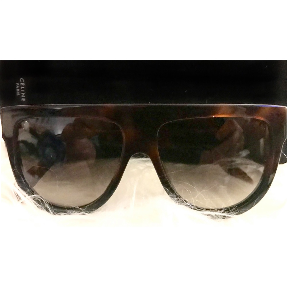 NWT CELINE BLACK/HAVANA ACETATE AVIATOR SUNGLASSES